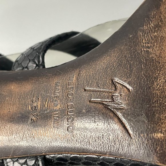 Giusuppe Zanotti Black python Gladiator Strappy Heels Sandals, Size 38.5 - Picture 10 of 13